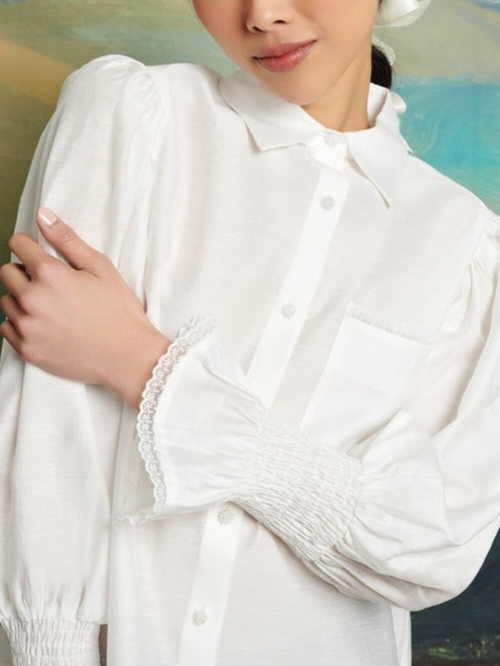 Dream Sister Jane White Collared Button Down